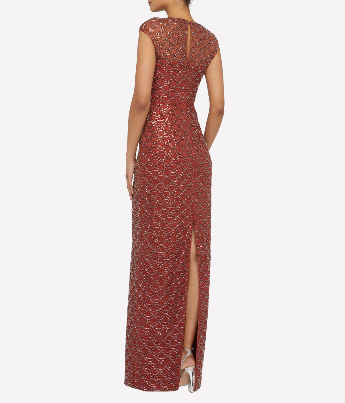 Aura Beaded Column Gown in Copper