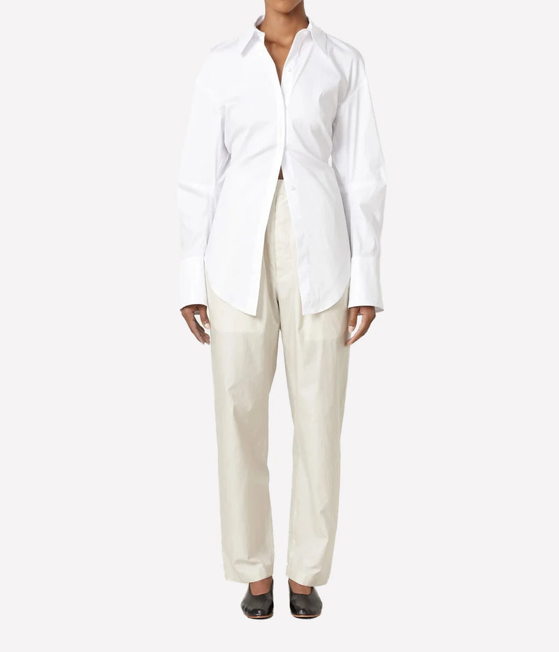 Loch Poplin Button Up in Macadamia