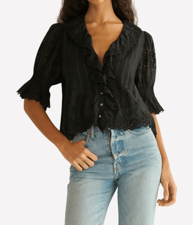 Henri Top in Black Eyelet