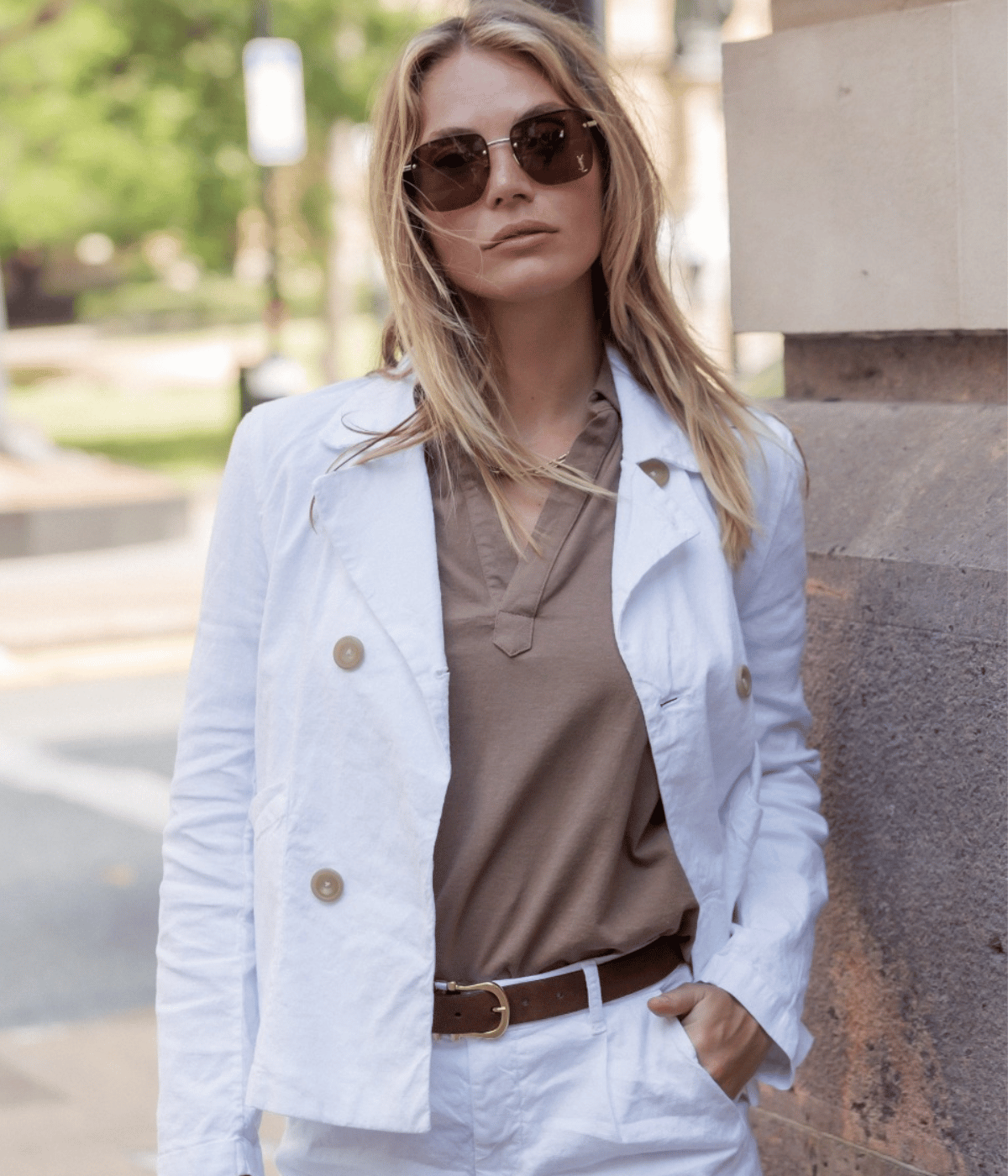 Patty Short Sleeve Jersey Henley in Toasted