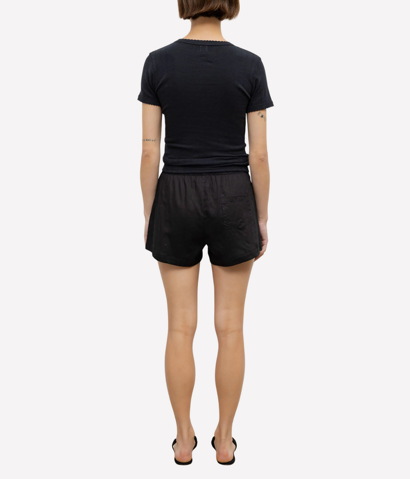 Pointelle Slim Fit Tee in Black