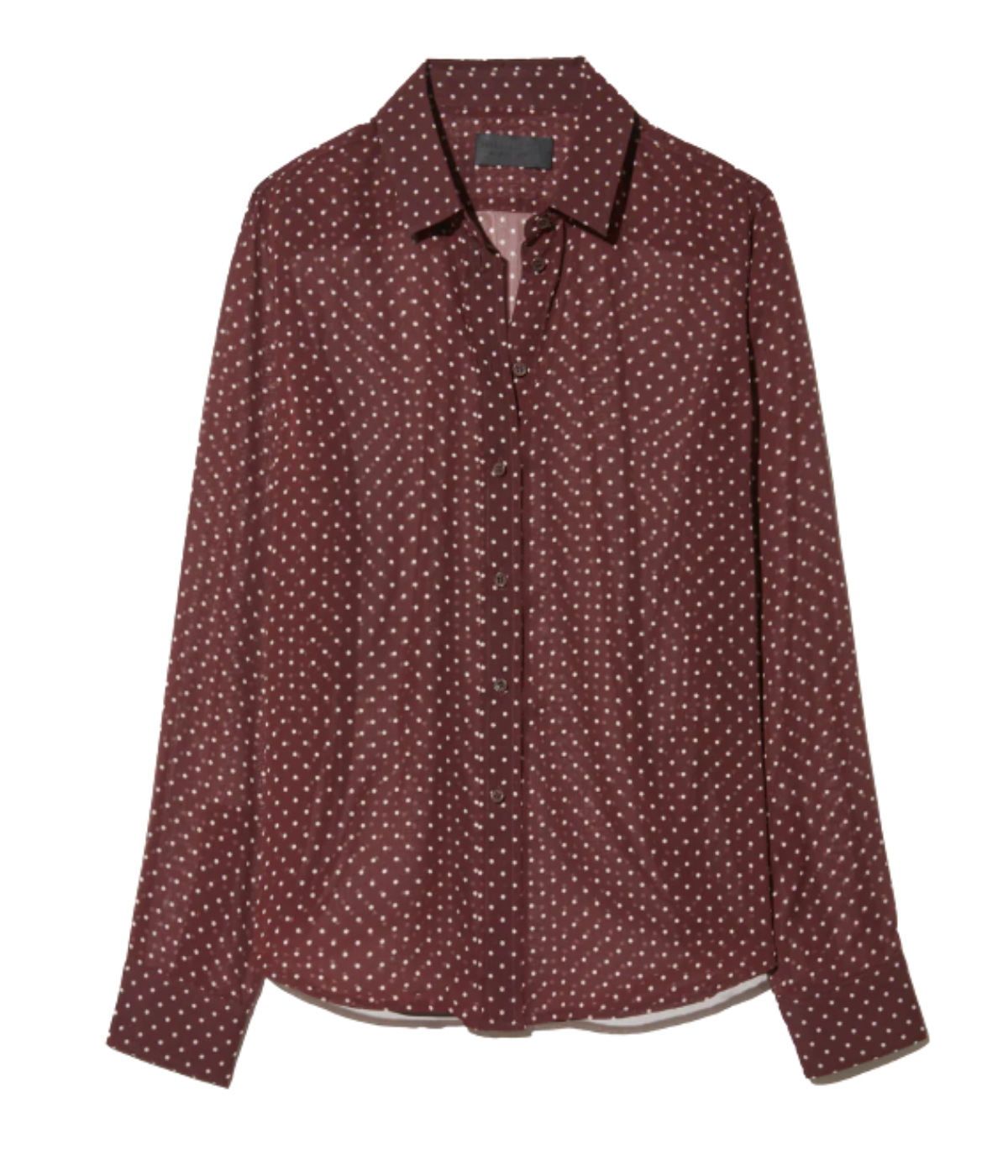 Gaia Slim Shirt in Bordeaux Cream Dots