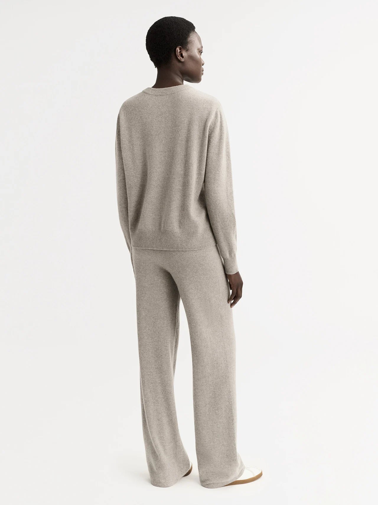 Cashmere Wide Leg Pant in Greige