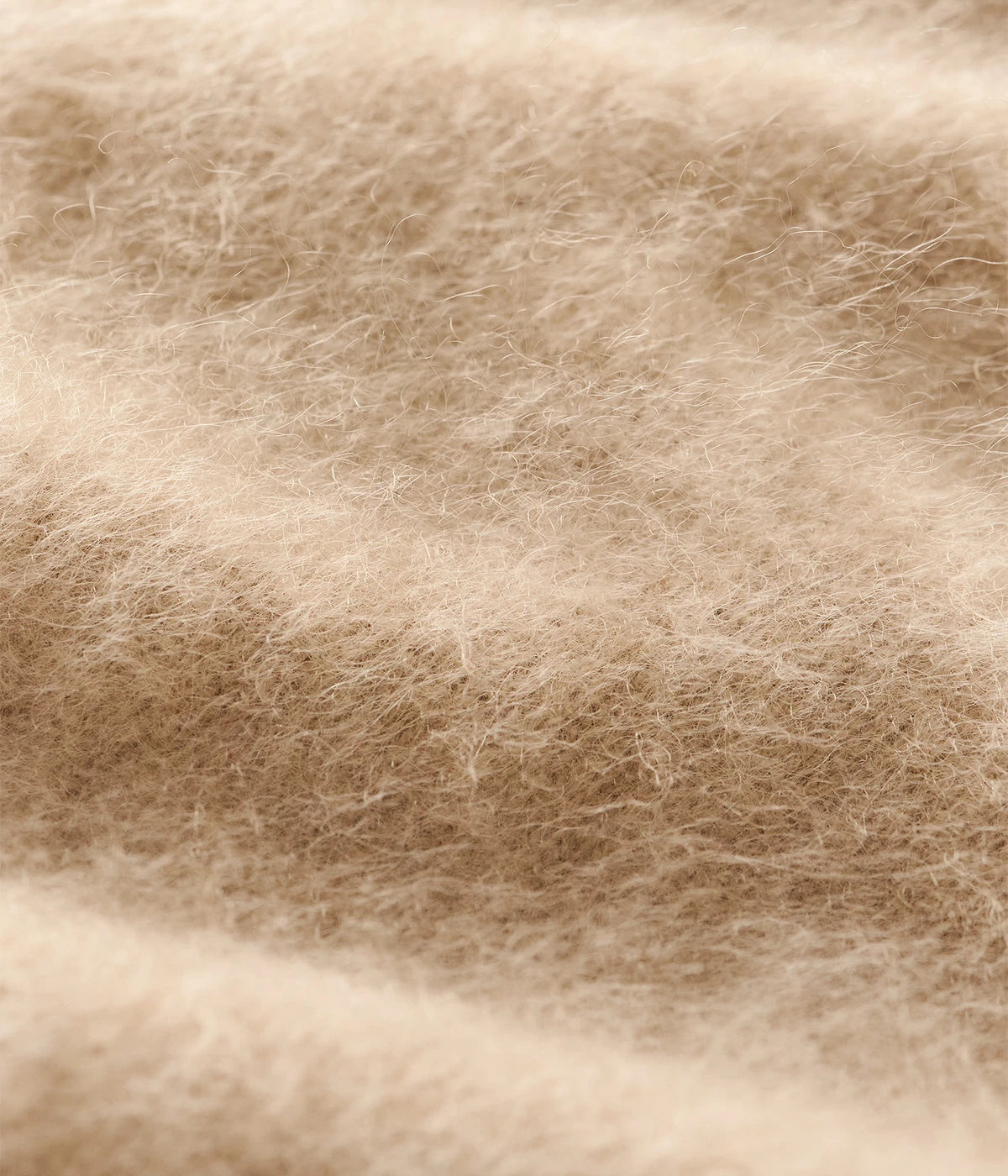 Soft Goat Brushed Short Sleeve in Camel – Close Up Detail