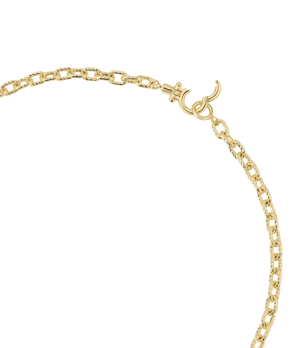 Close-up of the Gorjana Crew Mini Link Necklace in Yellow Gold showing the mini links and clasp closure