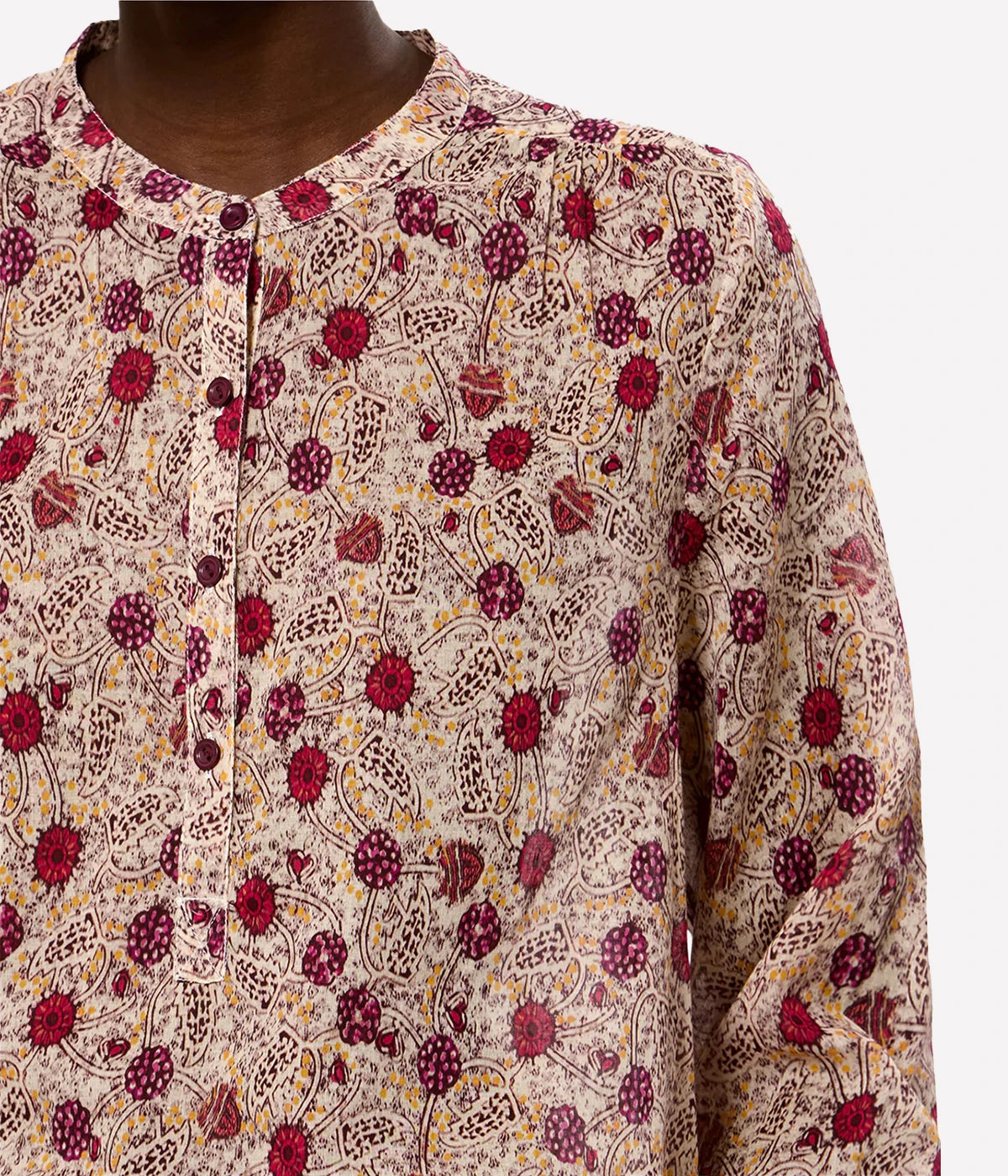 Maria Top In Ecru Raspberry