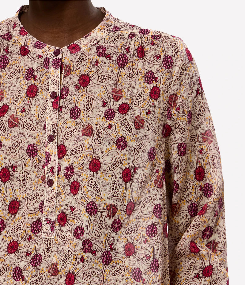 Maria Top In Ecru Raspberry