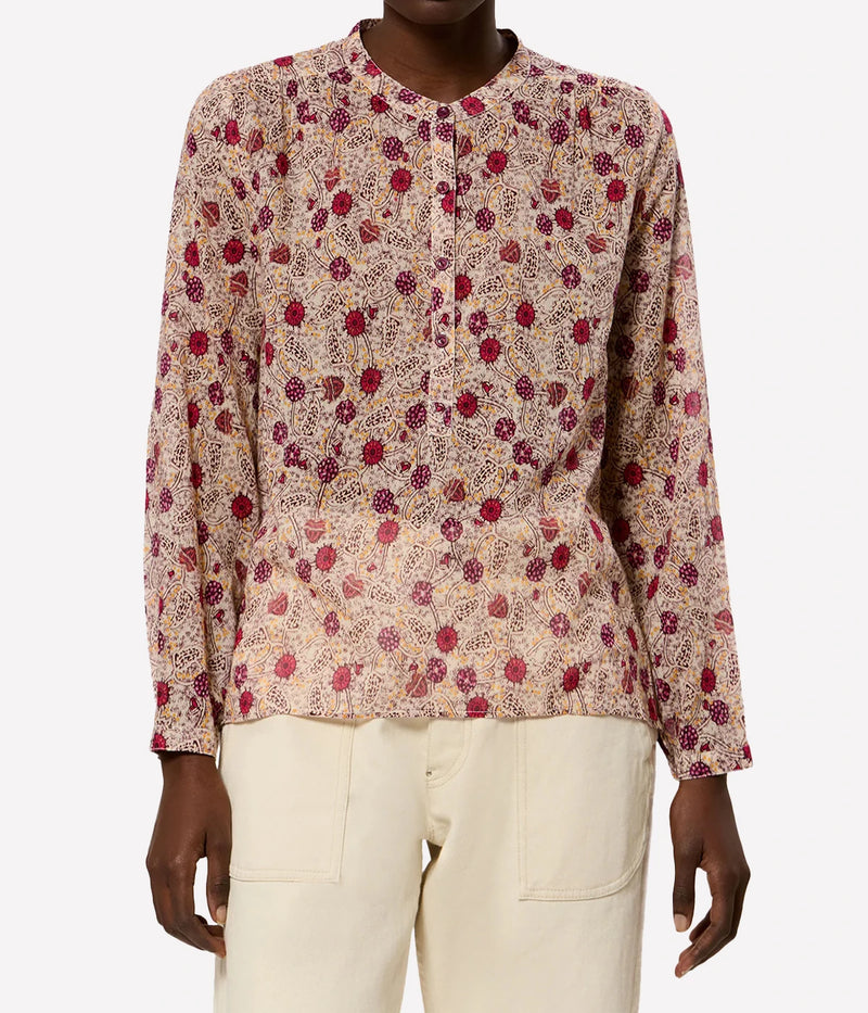 Maria Top In Ecru Raspberry