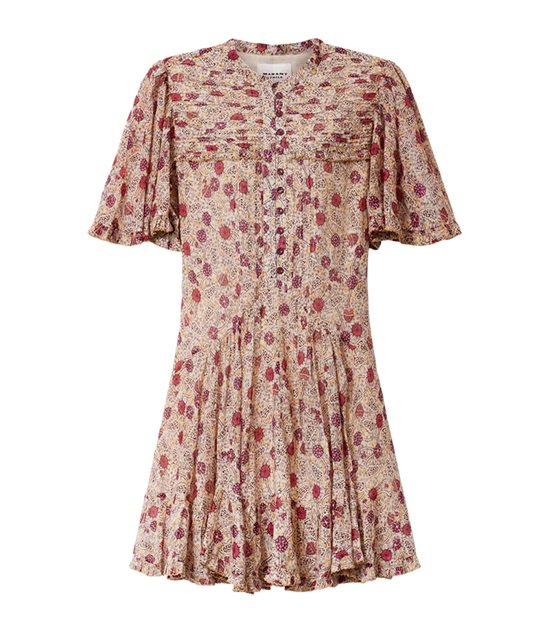 Daynia Dress In Ecru Raspberry