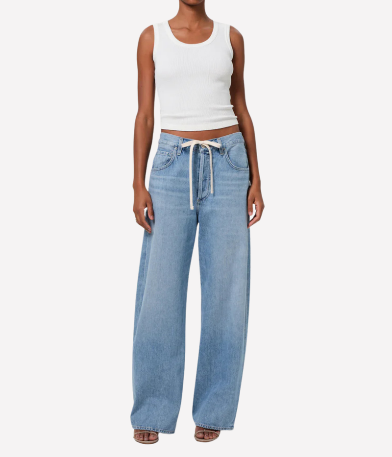Brynn Drawstring Trouser In Blue Lace