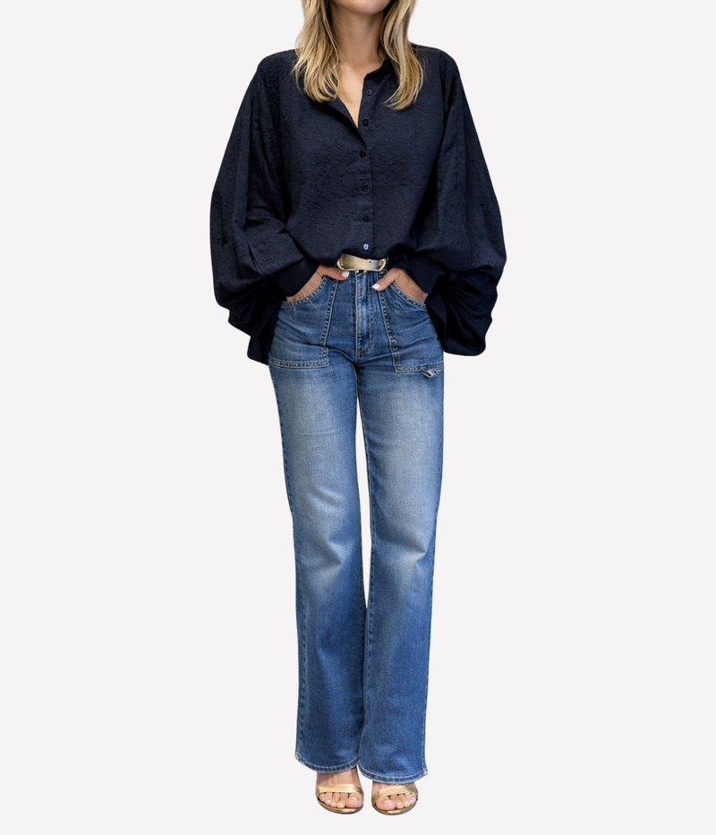 Satchi Shirt Embroidered in Navy