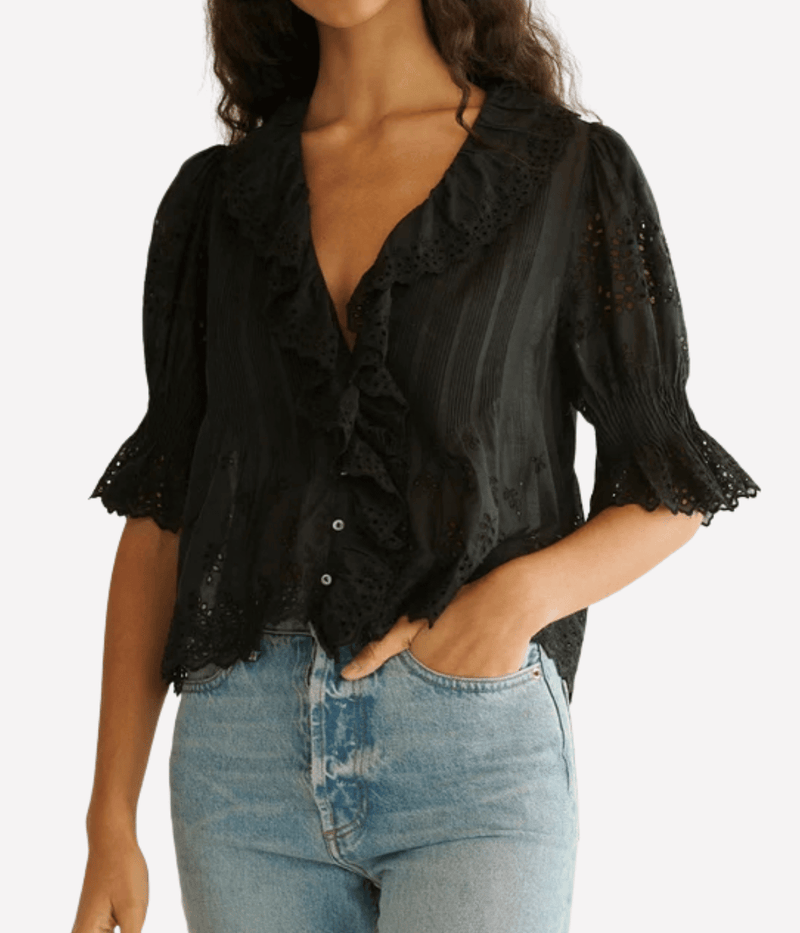 Henri Top in Black Eyelet