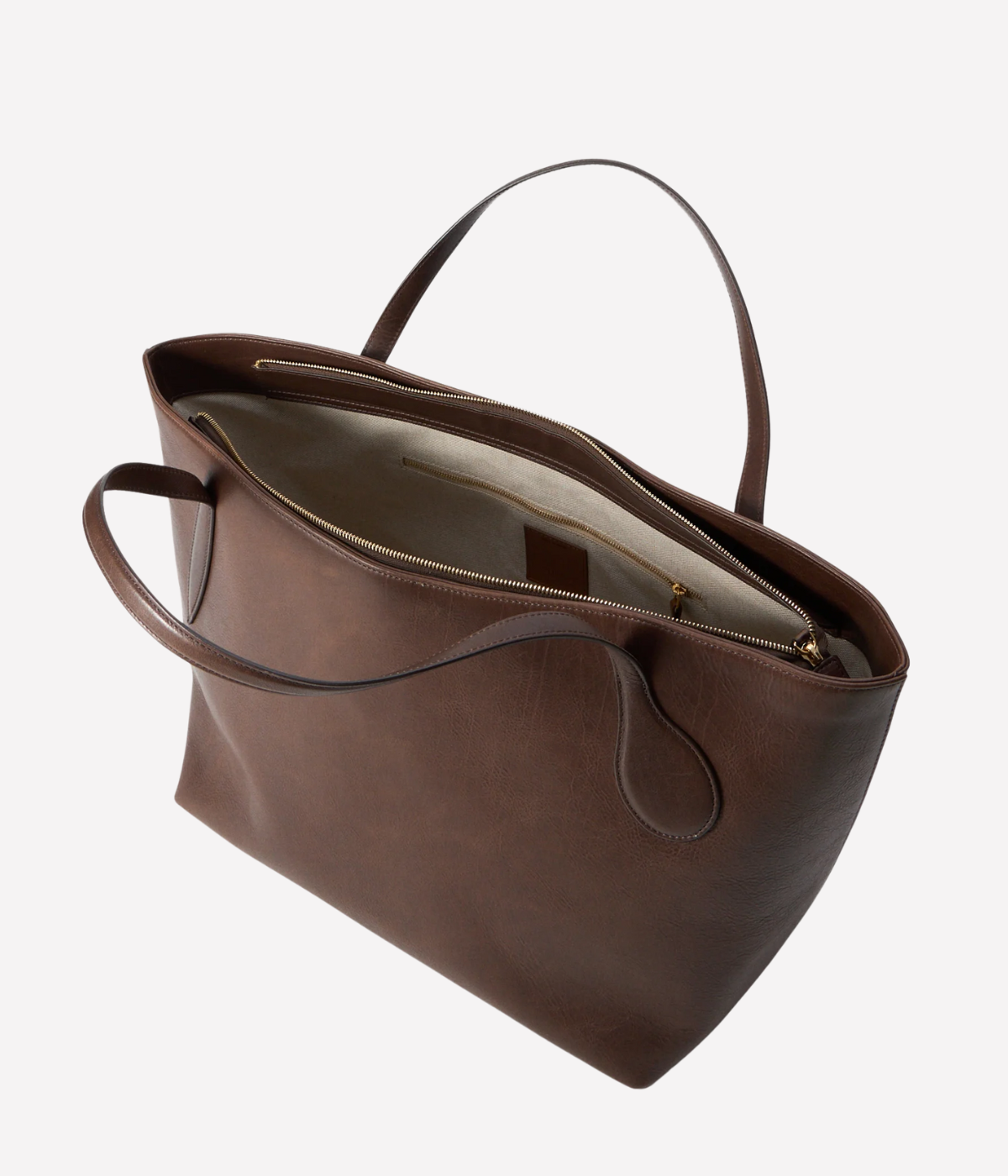 Zip Penne Tote in dark brown
