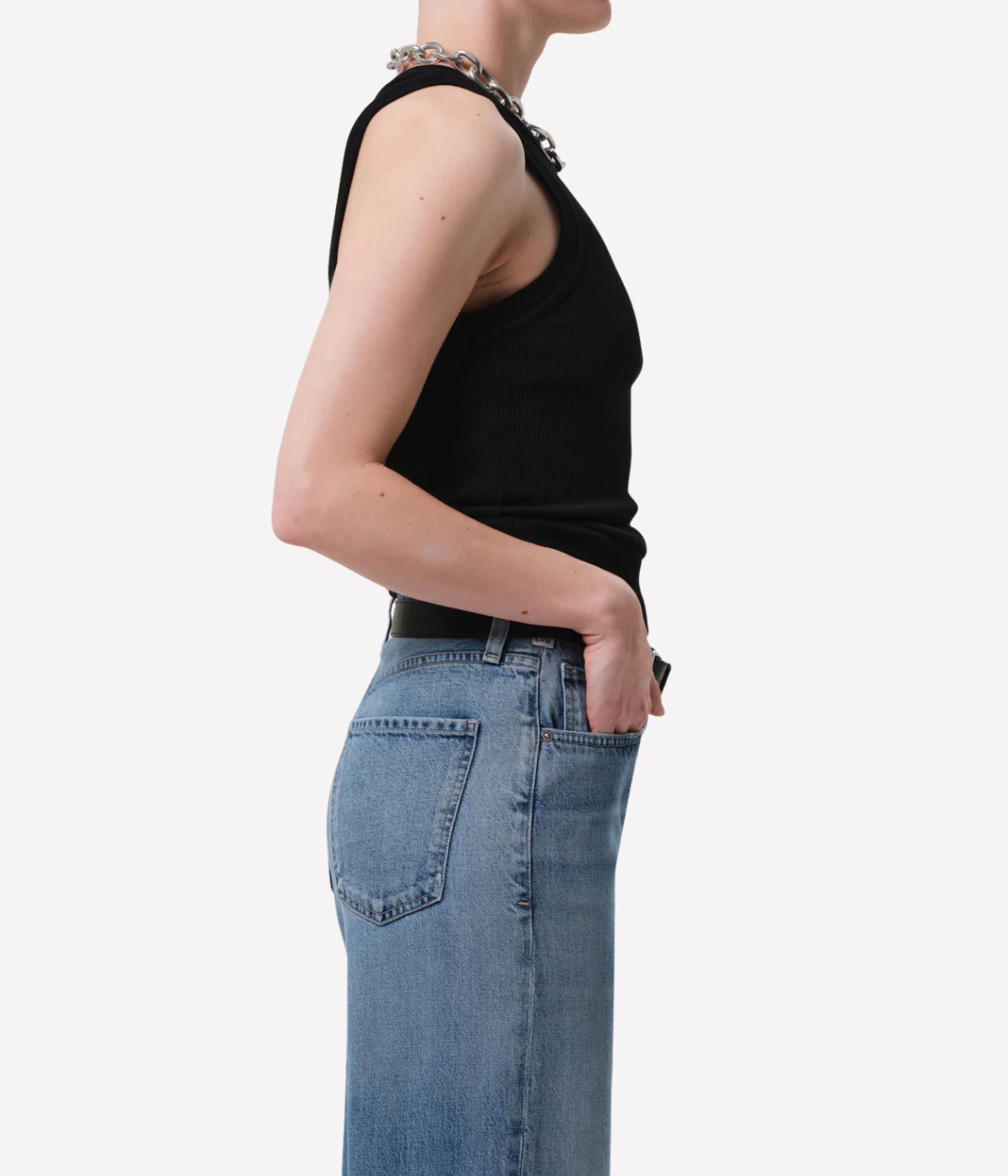 Isabel Rib Tank in Black