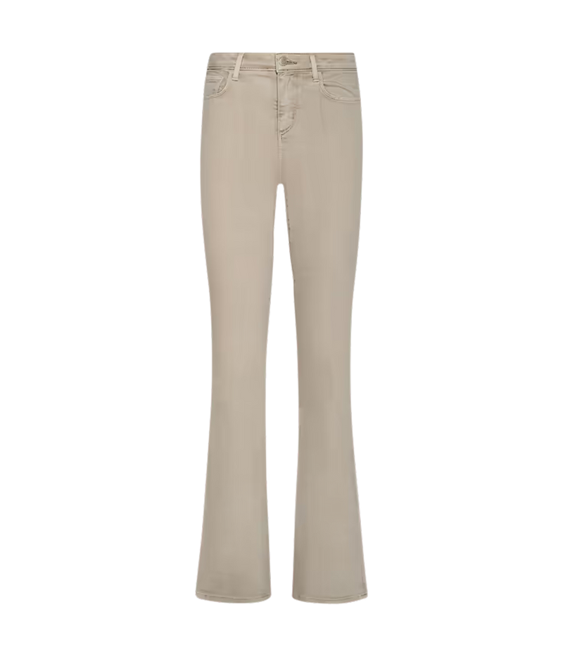 A pair of the L'AGENCE Selma Bootcut Jean in Biscuit shown flat.