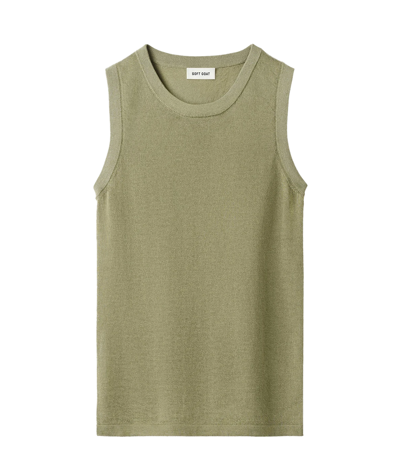 Soft Goat Featherlight Tank in Khaki – Flat Lay