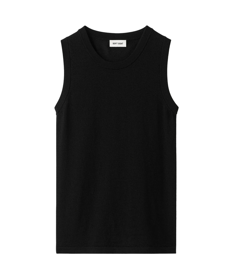 Soft Goat Featherlight Tank in Black – Flat Lay