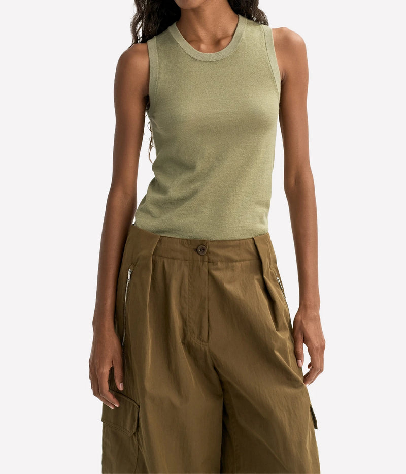 Soft Goat Featherlight Tank in Khaki – Front View
