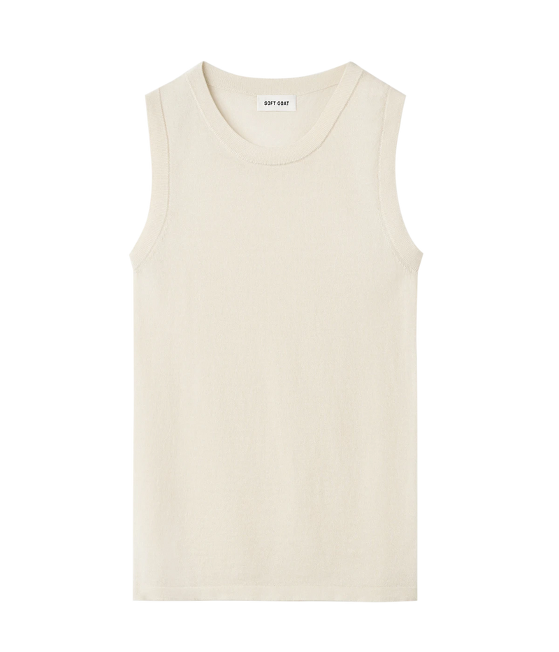 Soft Goat Featherlight Tank in Feather White – Flat Lay
