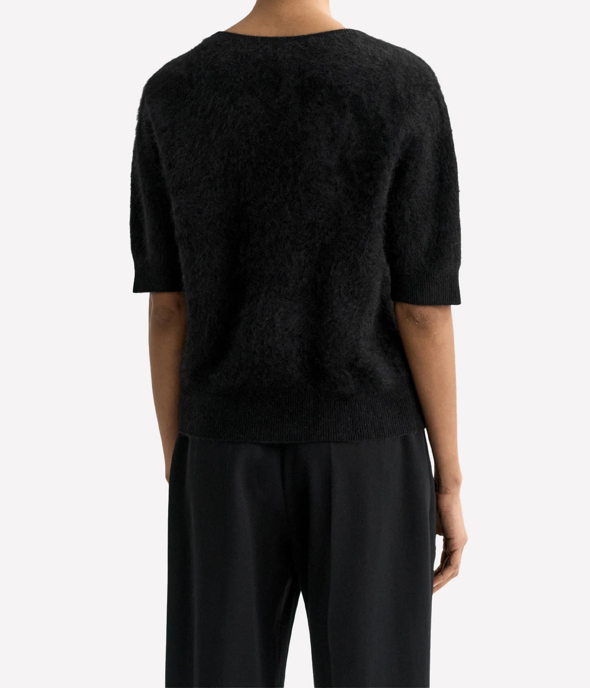 Brushed V Neck T-Shirt in BLACK