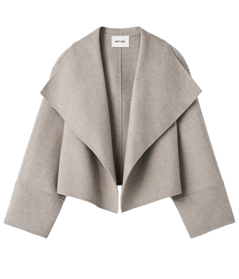 Soft Goat Short Coat in Greige – Flat Lay