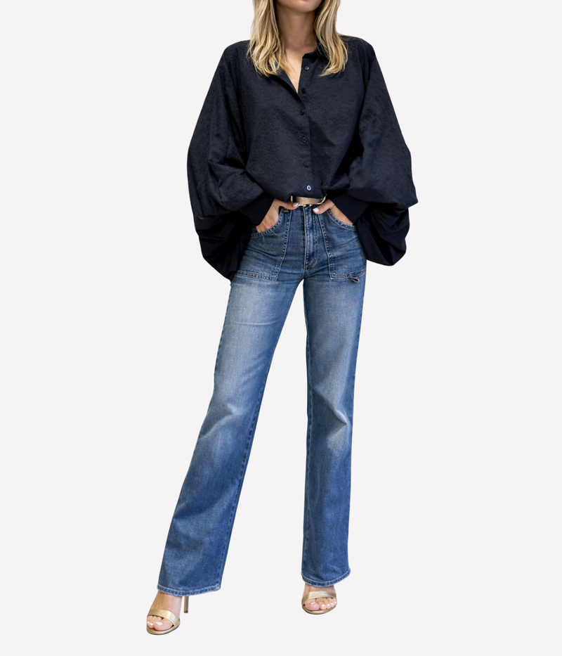 Satchi Shirt Embroidered in Navy