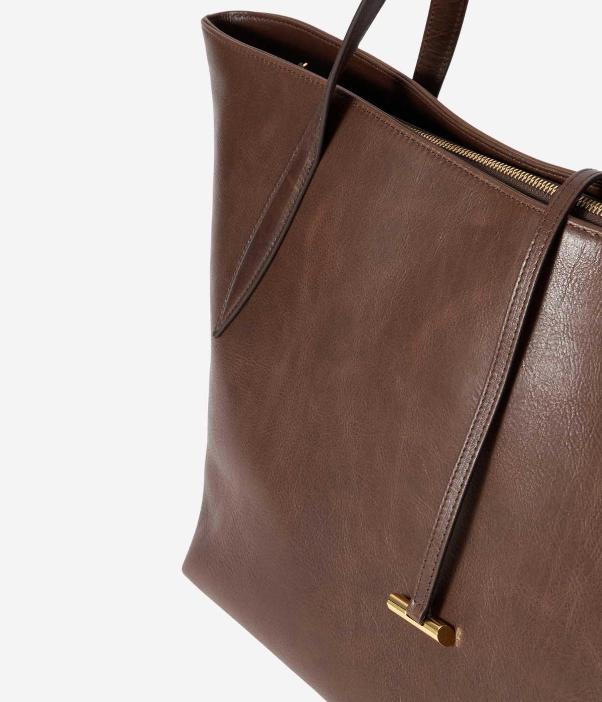 Zip Penne Tote in dark brown