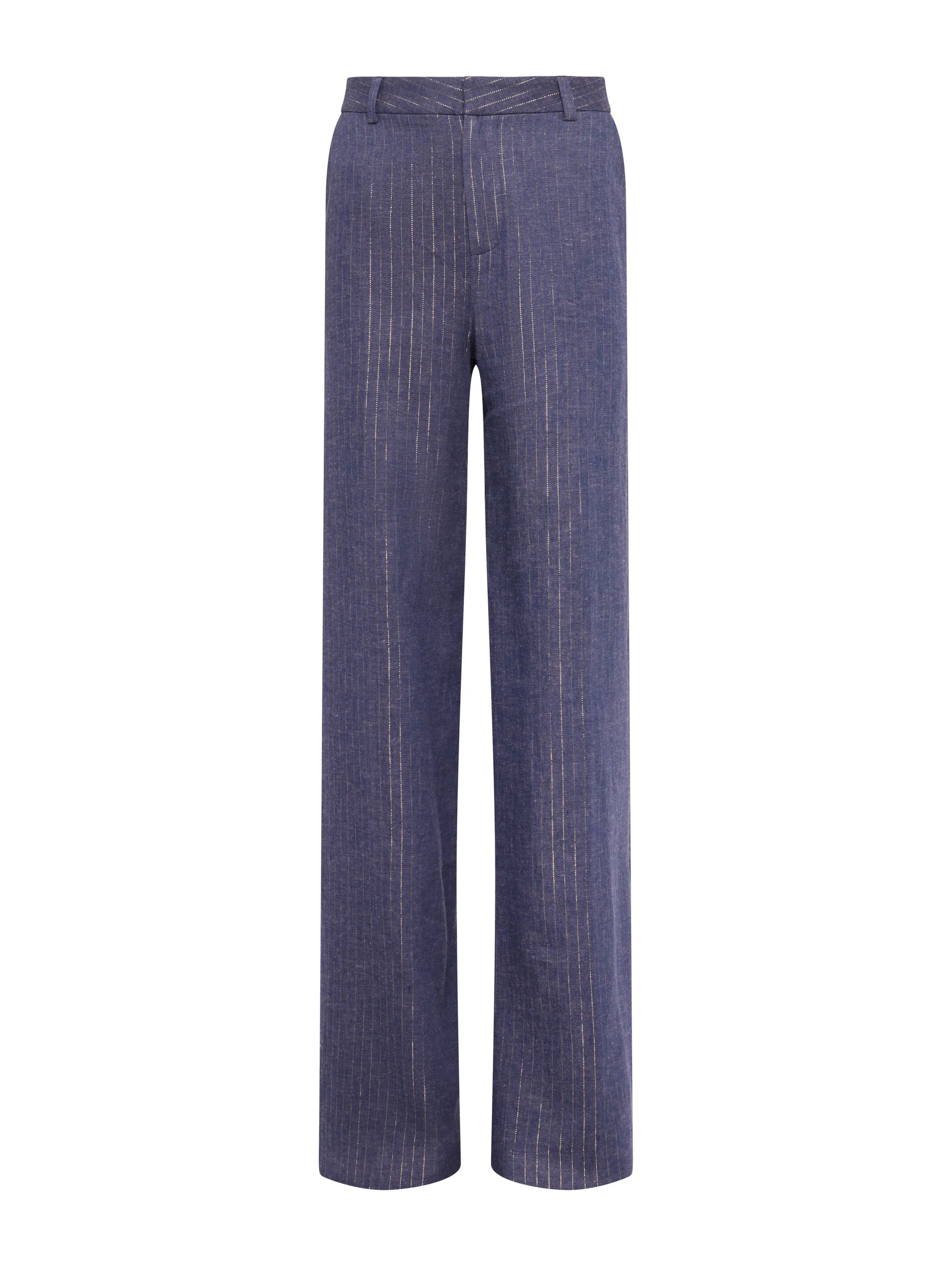 Livvy Straight Leg Trouser in Wild Wind Gold Pinstripe