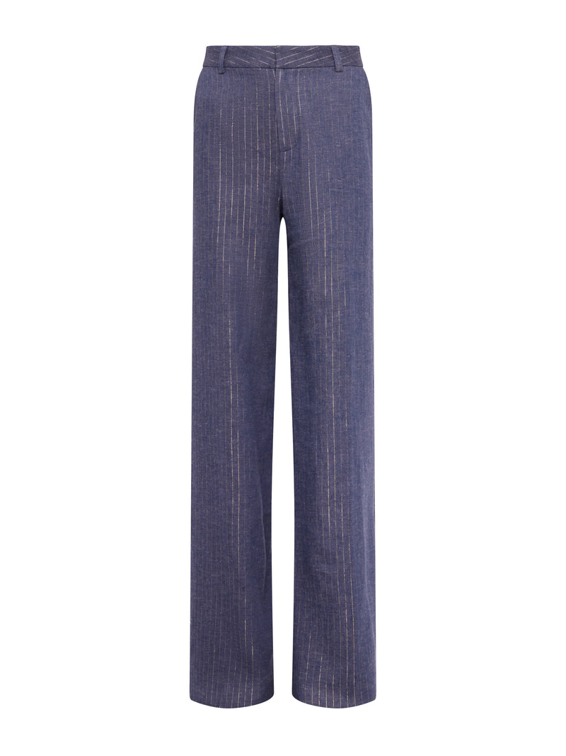 Livvy Straight Leg Trouser in Wild Wind Gold Pinstripe