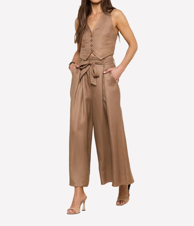 Lowen Paperbag Crop Pant in Barley