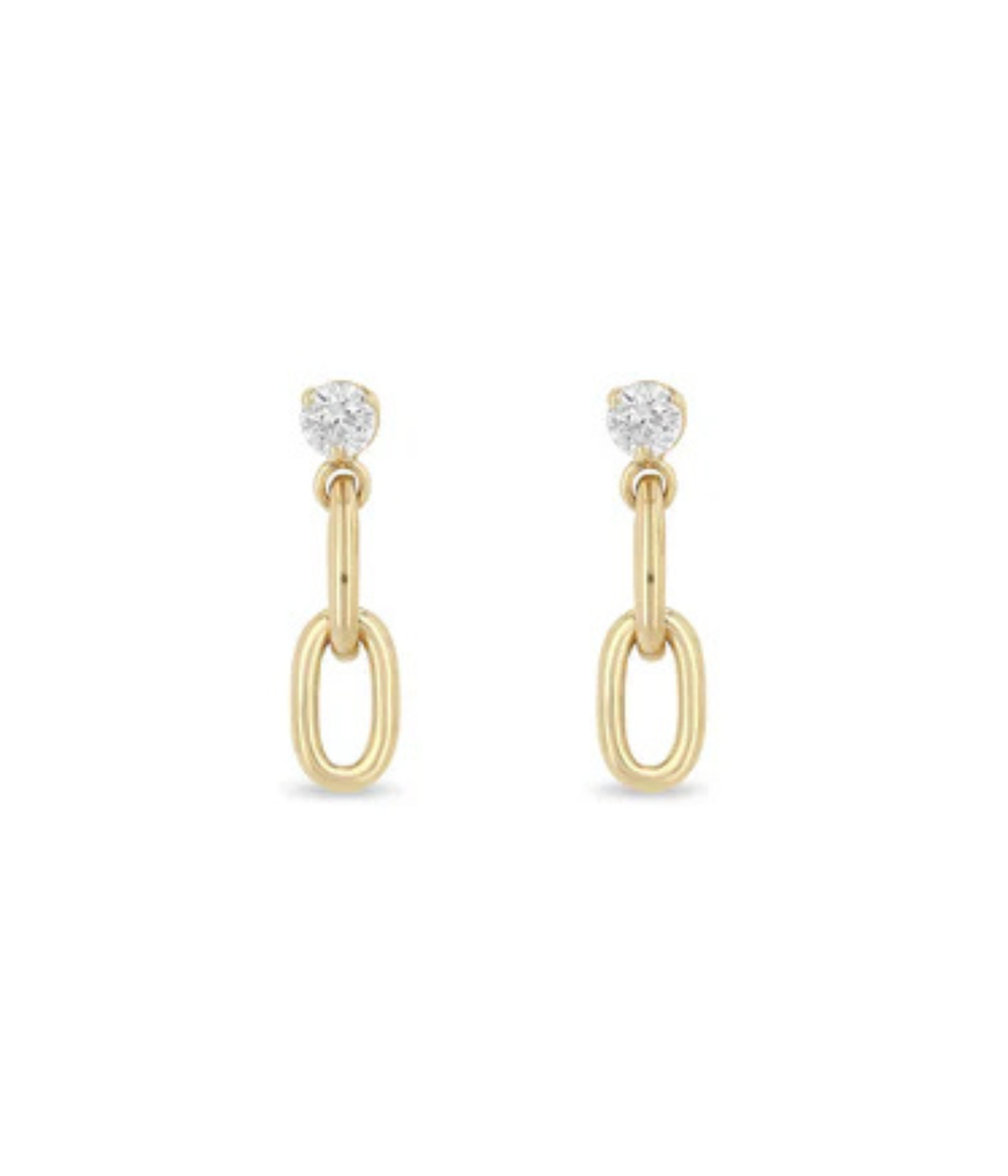 Square Oval Link Drop Earrings in 14k Yellow Gold