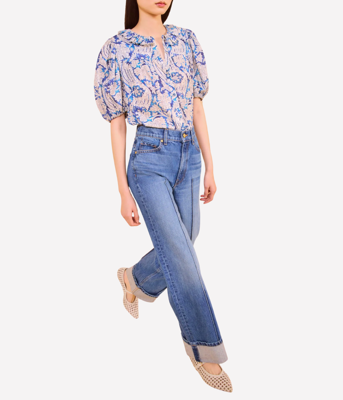Amari Short Sleeve Blouse in Ciel