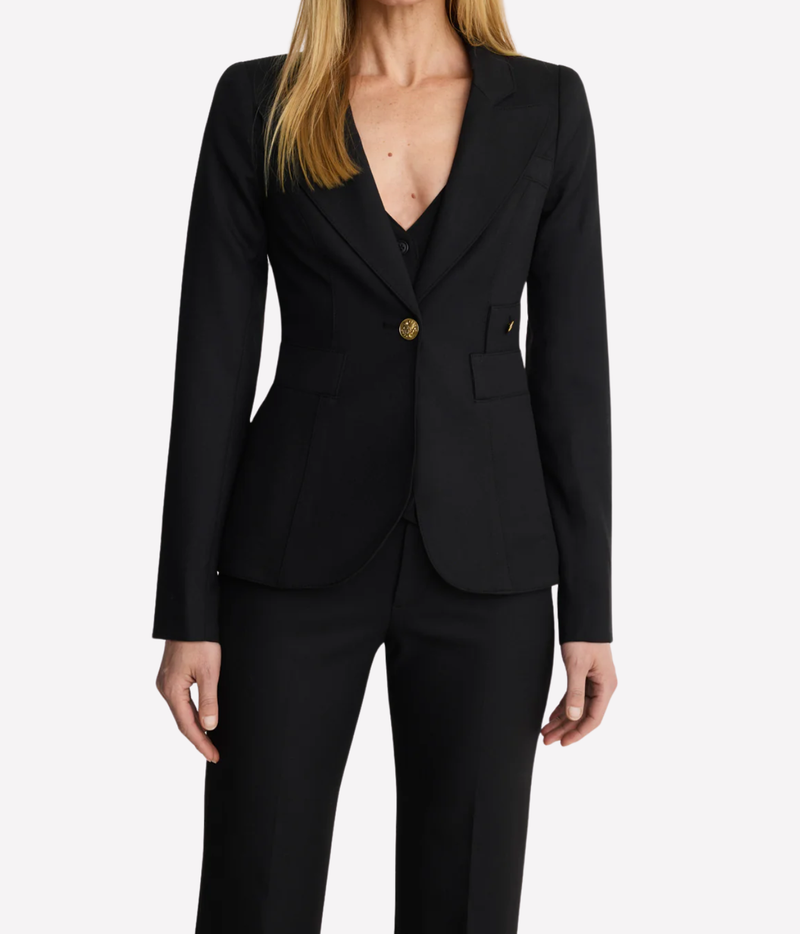 Full Back Duchess Blazer in Deep Black