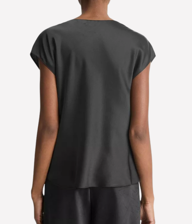 Cowl Neck Cap SLV Blouse in Black
