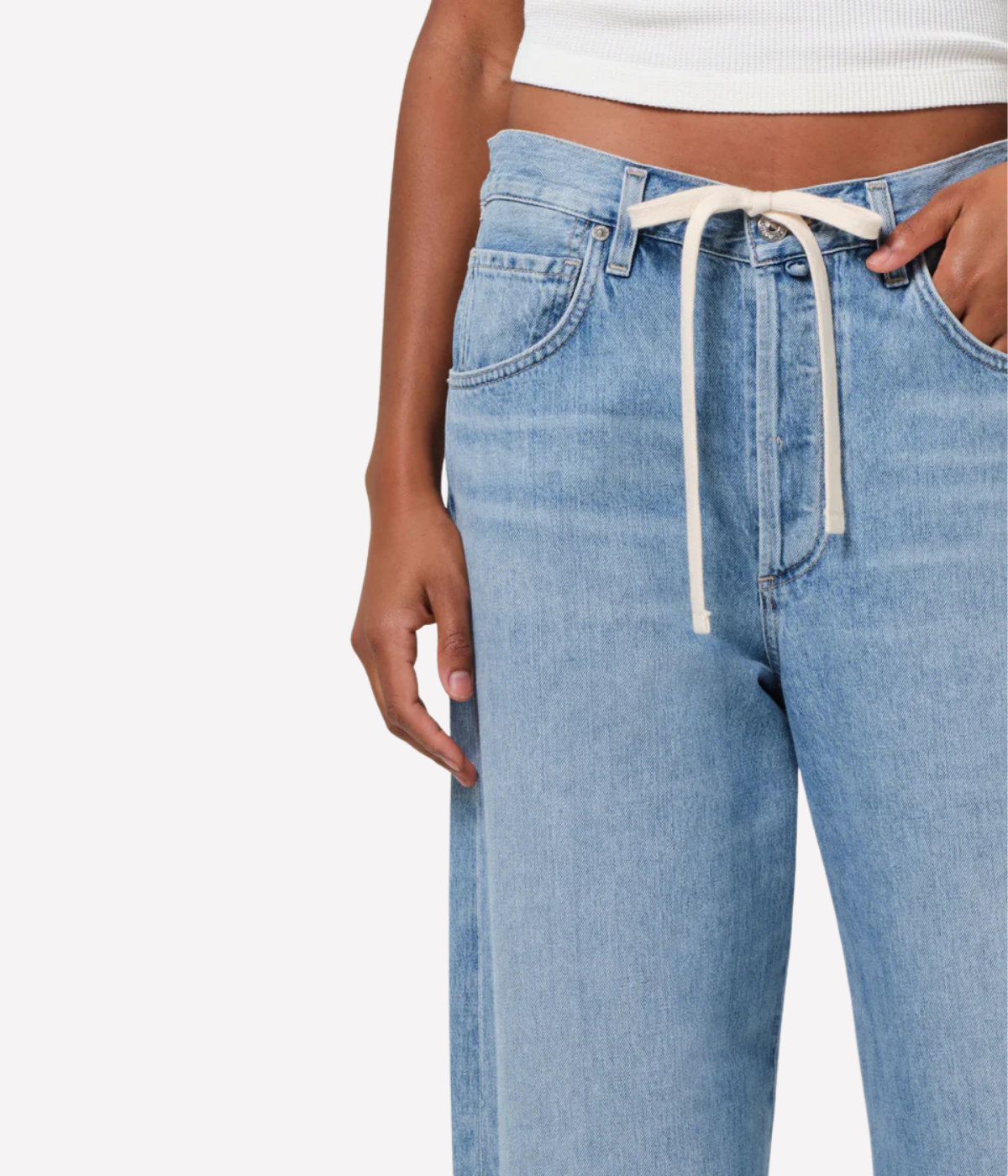 Brynn Drawstring Trouser in Blue Lace