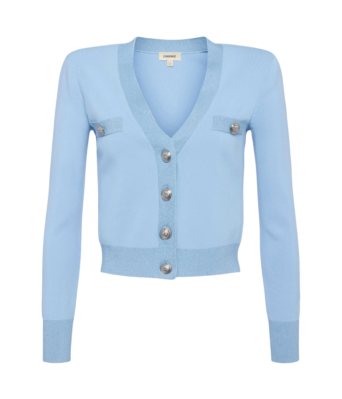 Taya Cropped V Cardigan in Blue Fog