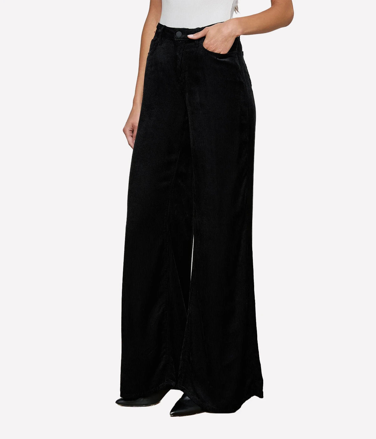 Quincy H/R Wide Leg Jean in BLACK