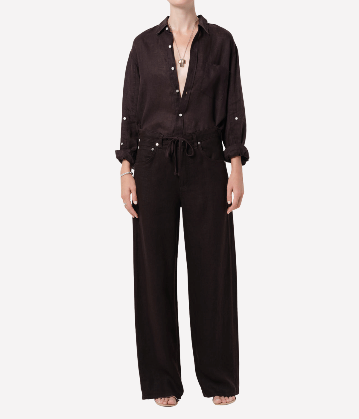 Kayla Shrunken Shirt in Chocolate