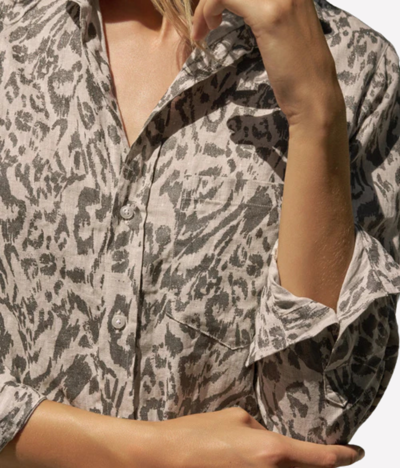 Rory Maxi Shirtdress in Glitter Animal Print