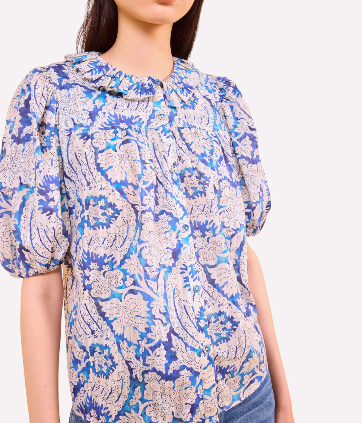 Amari Short Sleeve Blouse in Ciel