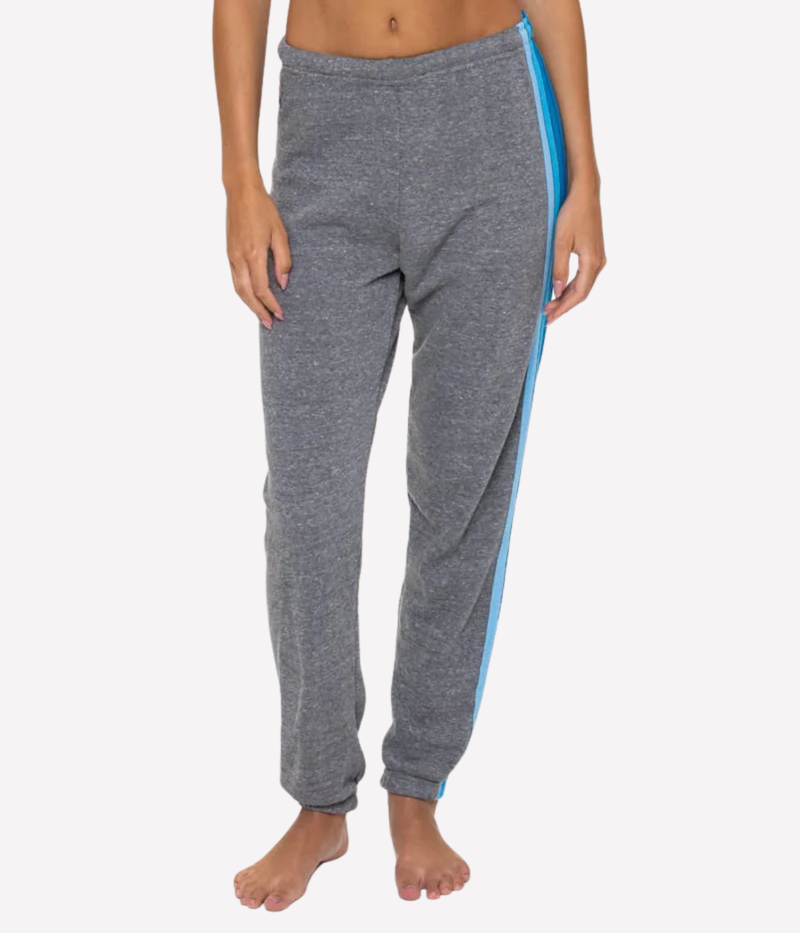 5 Stripe Sweatpants in Heather Grey & Blue