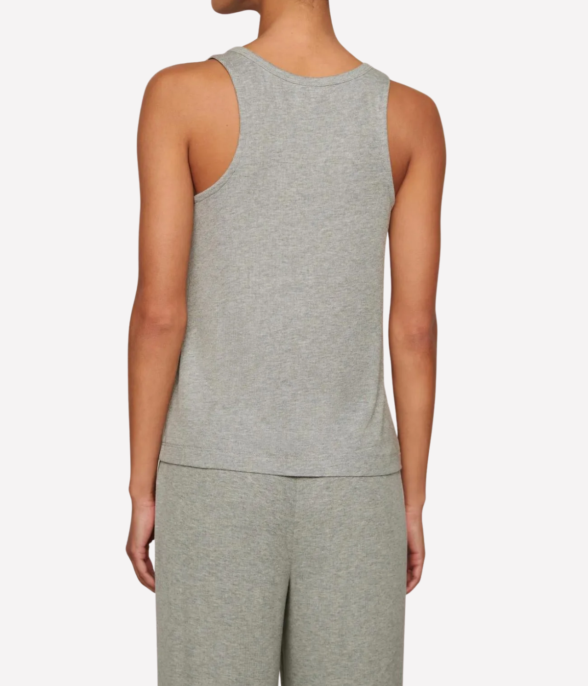 Dream Rib V Neck Tank In Dark Heather Grey