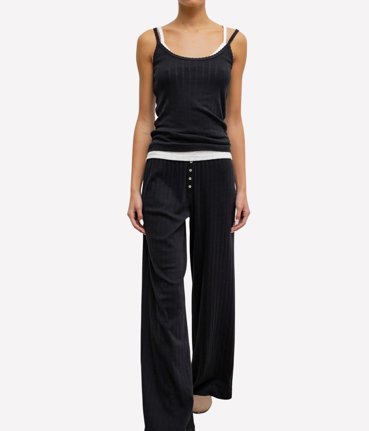 Pointelle Classic Tank Top in Black