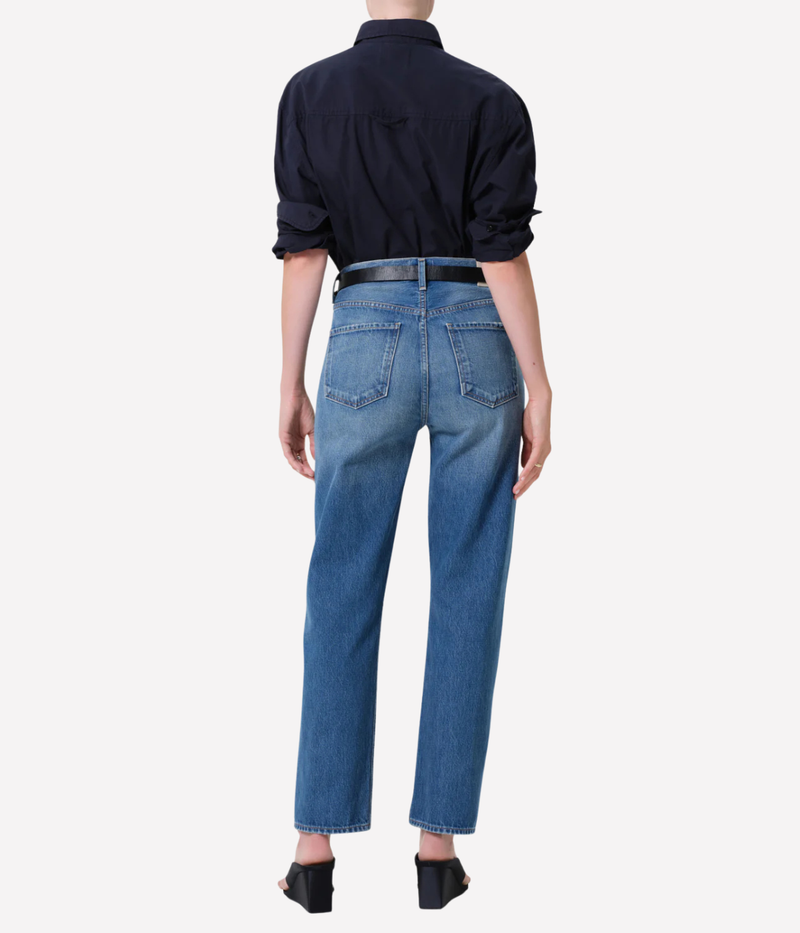 Back view of the Blaine Jean in Jonie showing classic five-pocket styling and a straight-leg silhouette.