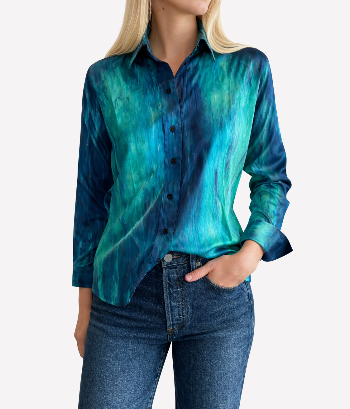 Long Sleeve Button Shirt in Capri Stripe