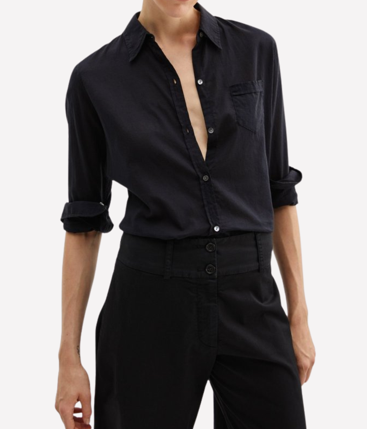 Cotton Voile NL Shirt in Black