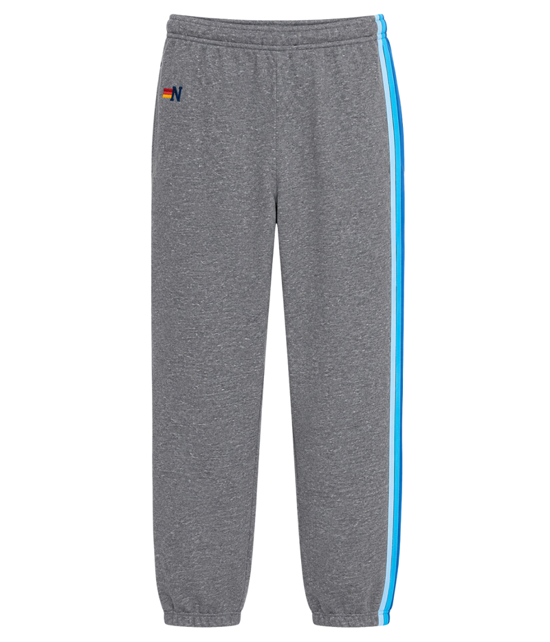 5 Stripe Sweatpants in Heather Grey & Blue