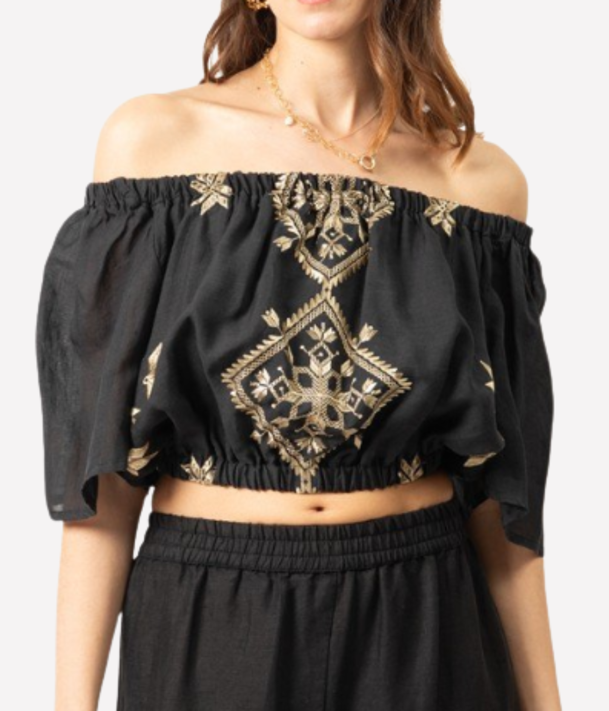 Lefkada Strapless Top in Black Gold