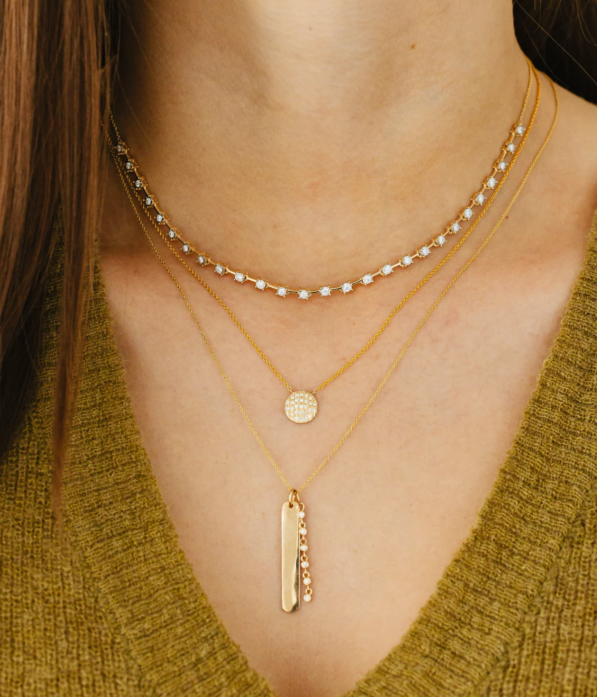 Lauren Joy Medium Disc Necklace in 14k Yellow Gold