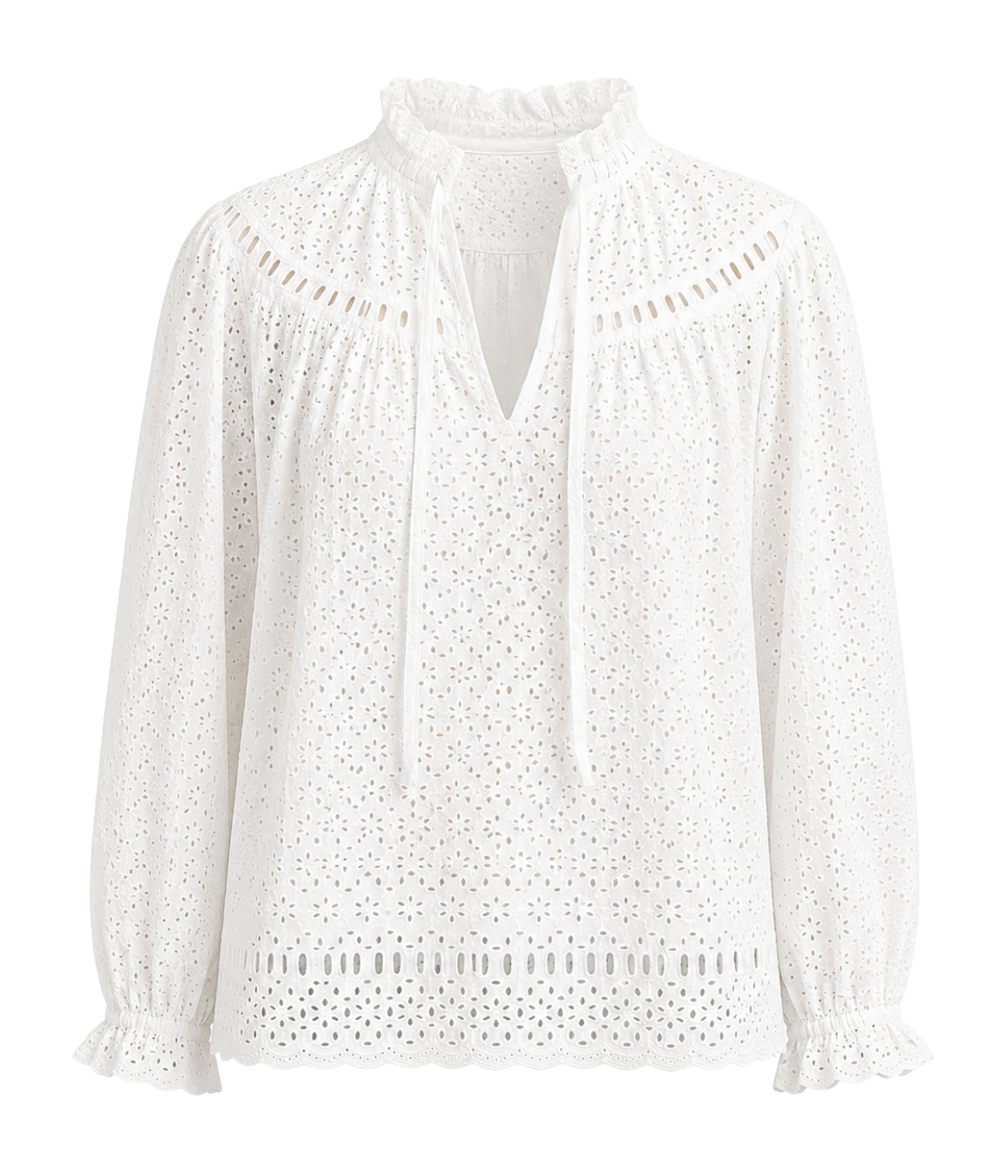 Avelie Long Sleeve Cotton Blouse In Pristine